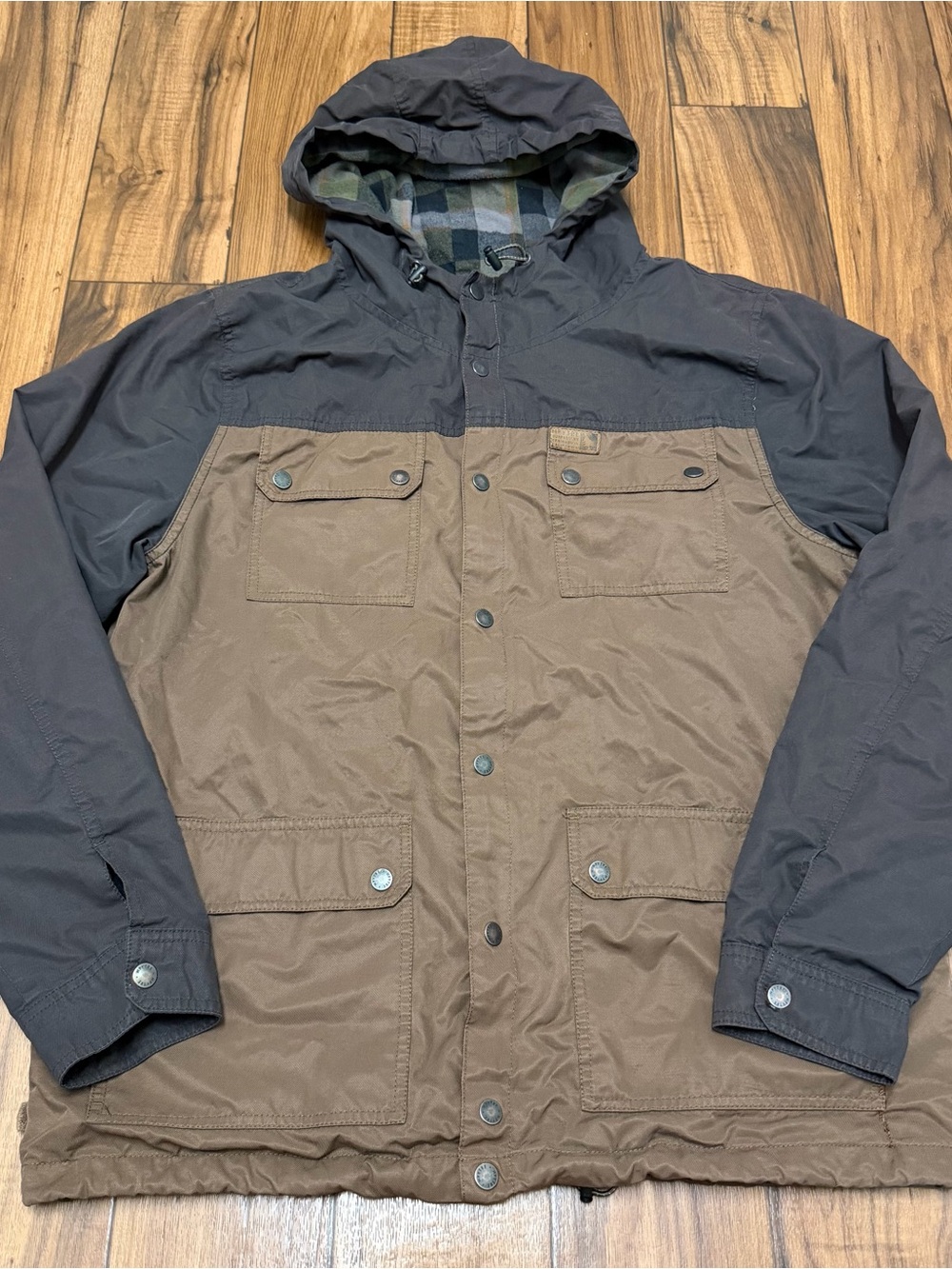 Hippytree Jacket Mens Large Surf & Stone Flannel Lined Button Up Hooded *Read